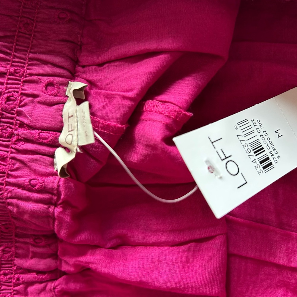LOFT Fuchsia Eyelet Ruffle Mini Skirt - Picture 2 of 5